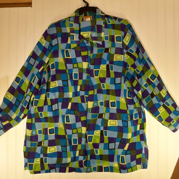 Rebecca Jones, Blue *Button Up Shirt, 2X - Picture 3 of 9